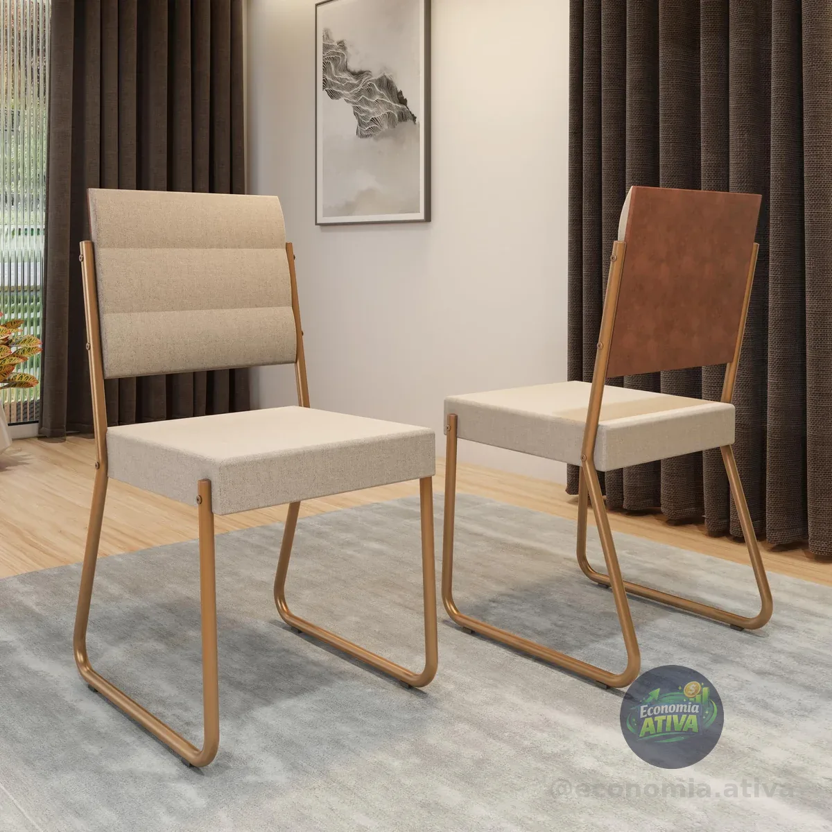 Conjunto 2 Cadeiras de Jantar 1736 Carraro Caramelo/rose