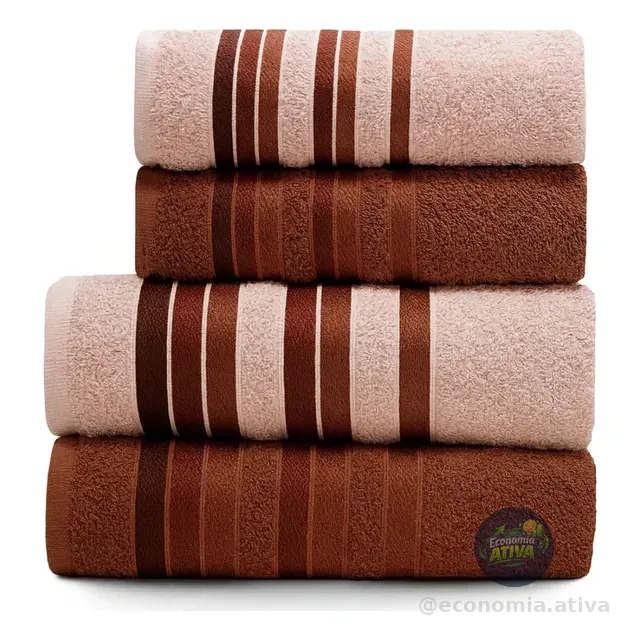 Jogo Toalhas Banho Grossas Macias Algodão 4pç Absorventes