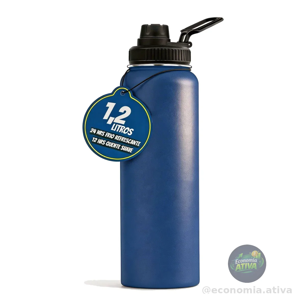 Garrafa Termica 1200ml Esportiva De Aço Inoxidável Com Isolamento A Vácuo De(Azul)