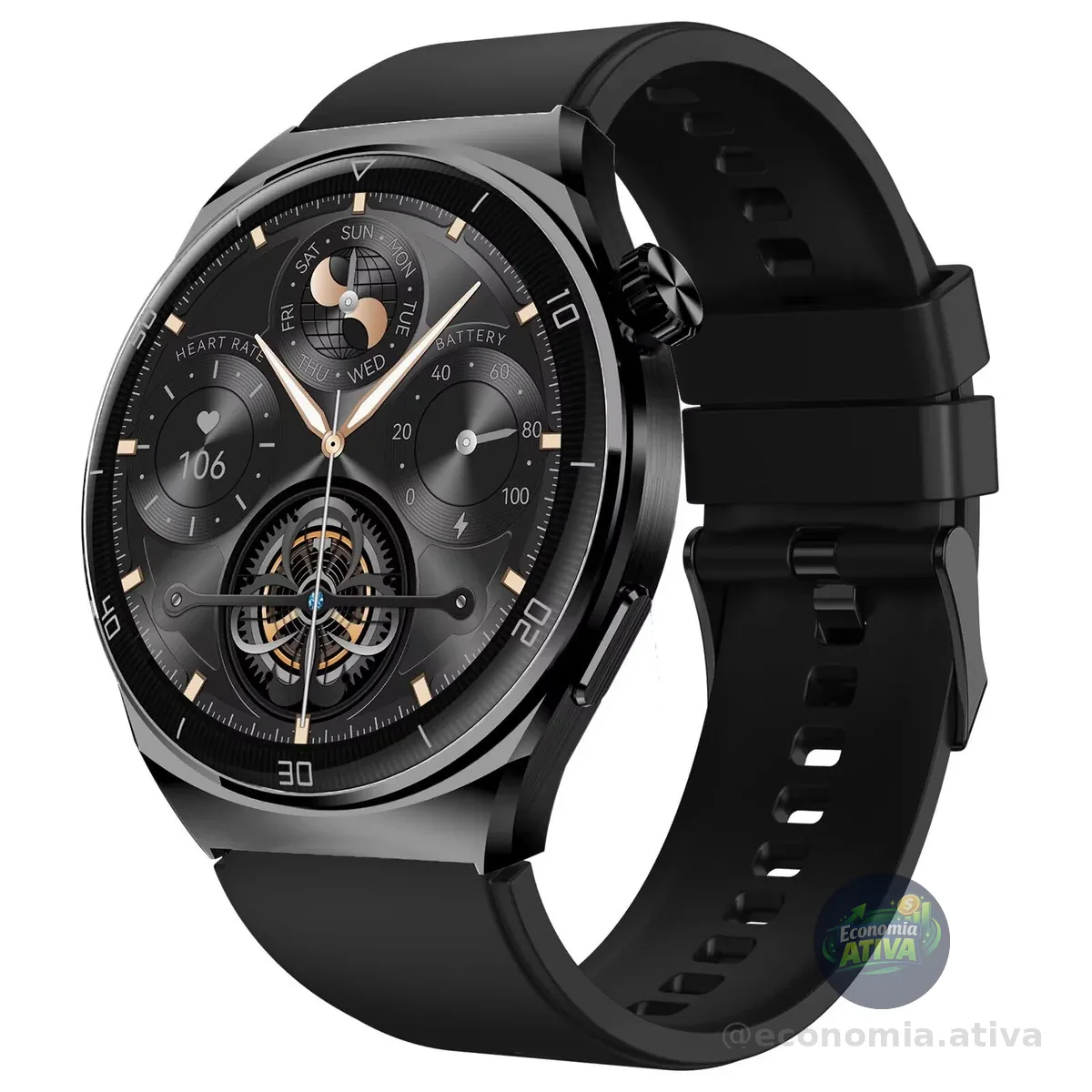 Smartwatch Aurafit Relógio inteligente para Homens, Tela Full Touch 1.43"AMOLED, IP68, Compatível com iOS e Android, 110+ Modos Esportivos, Assistente de Voz, Faz e Recebe Ligações