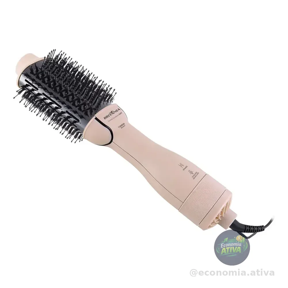 Escova Secadora Britânia Bec07r 4 Em 1 1300w Cabo Giratório Rosa 127/220v