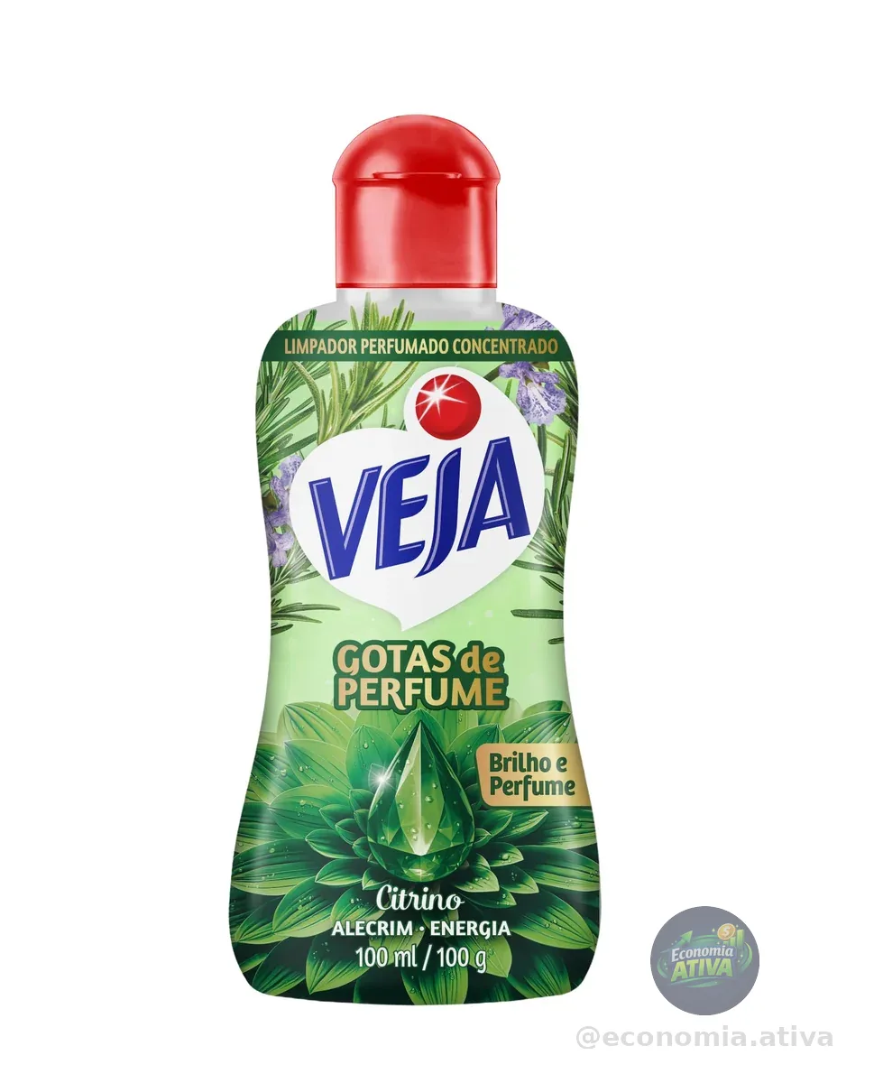 Veja Gotas de Perfume Citrino Alecrim Limpador Perfumado Concentrado 100 ml