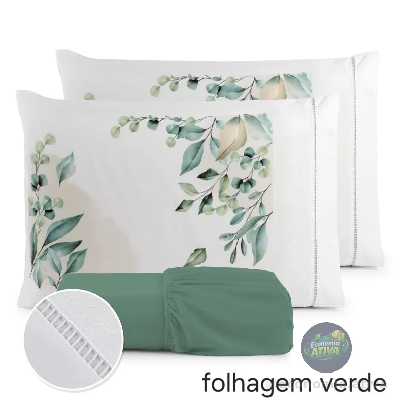 Jogo de Lençol 3 Pçs  king/Queen estampado com elástico Casal Padrão