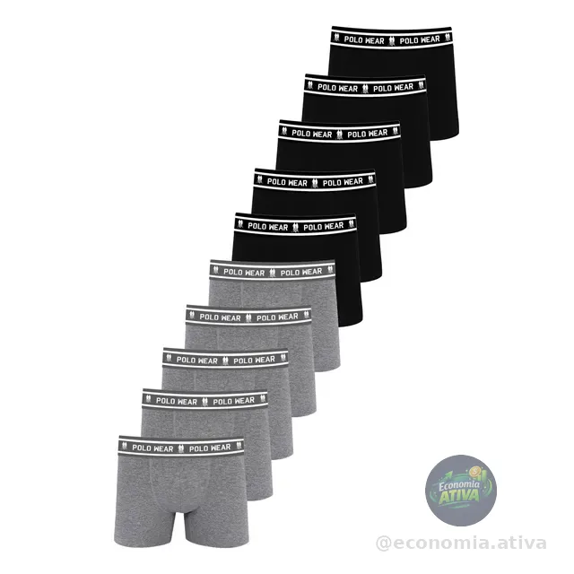 Kit 10 Cuecas Algodão Polo Wear Sortido