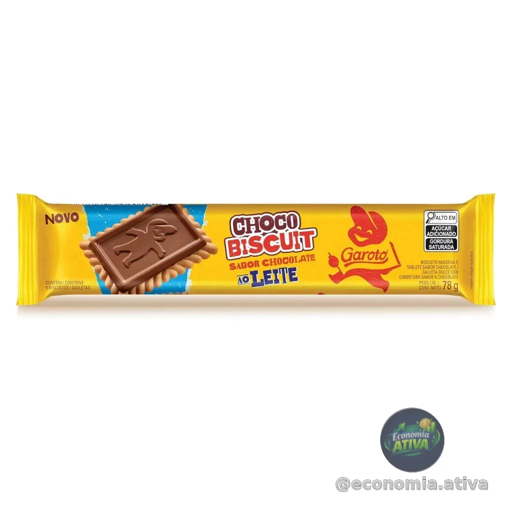 Biscoito com Chocolate Chocobiscuit GAROTO ao Leite 78g