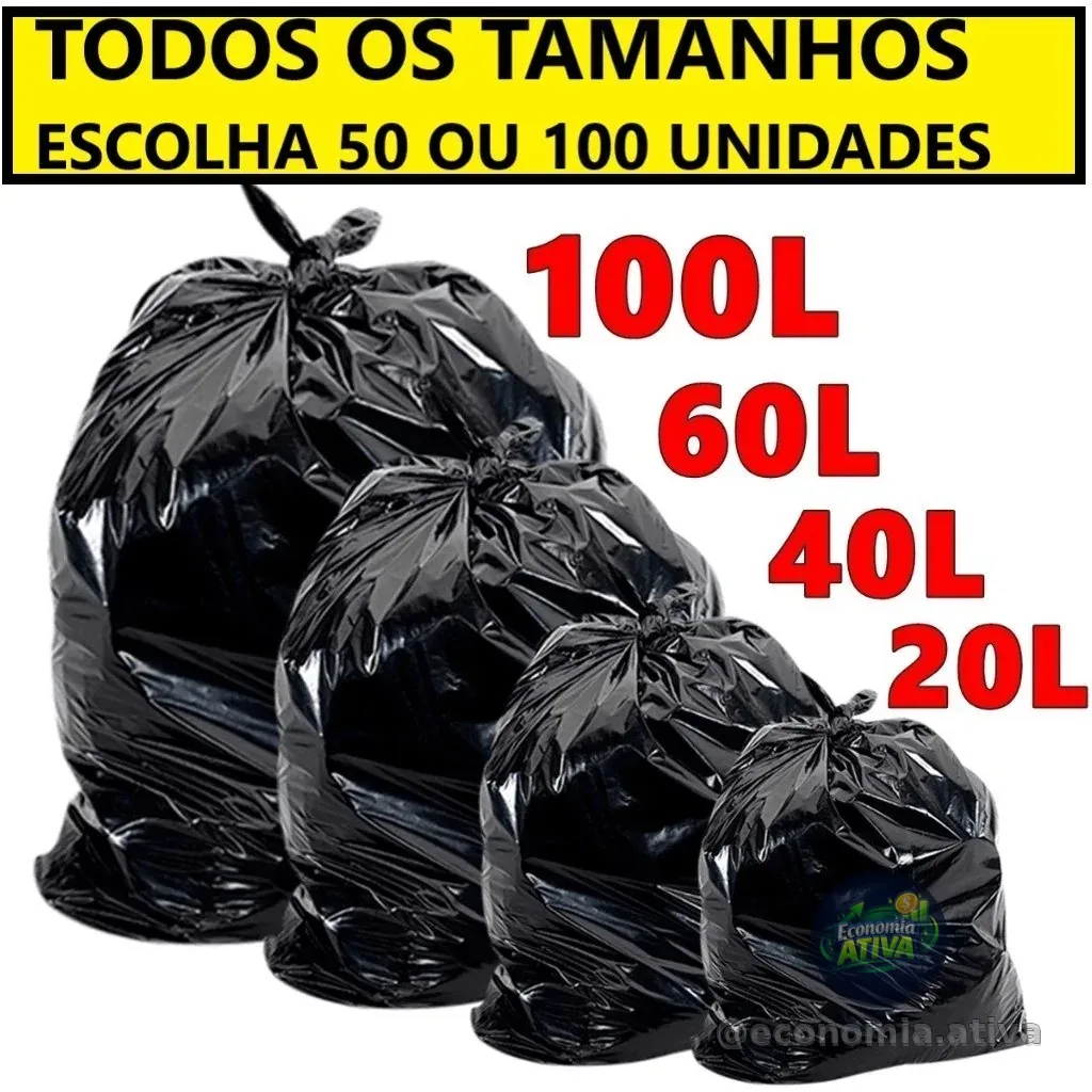 Saco de Lixo resistente 20/40/60/100 Litros