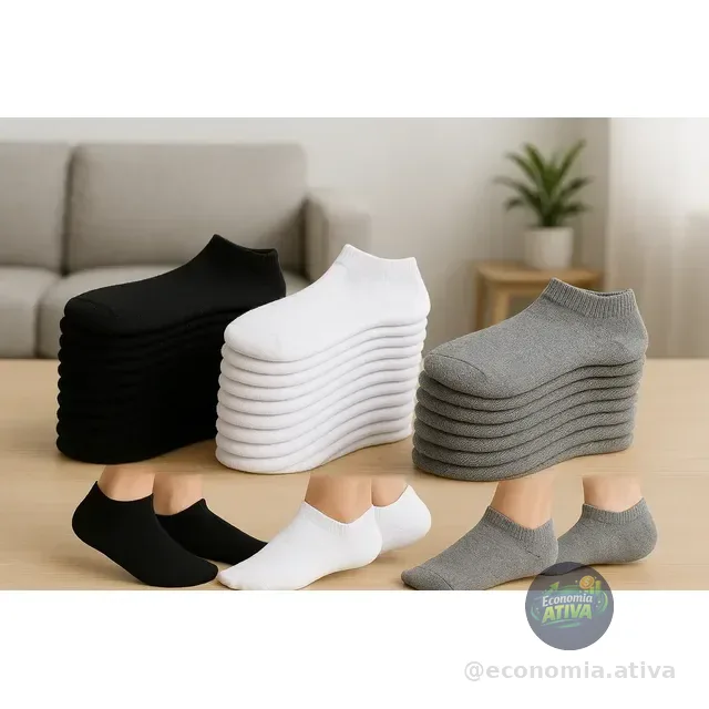 Kit 24 Pares Meia Soquete Cano Curto Unissex Atacado Cores