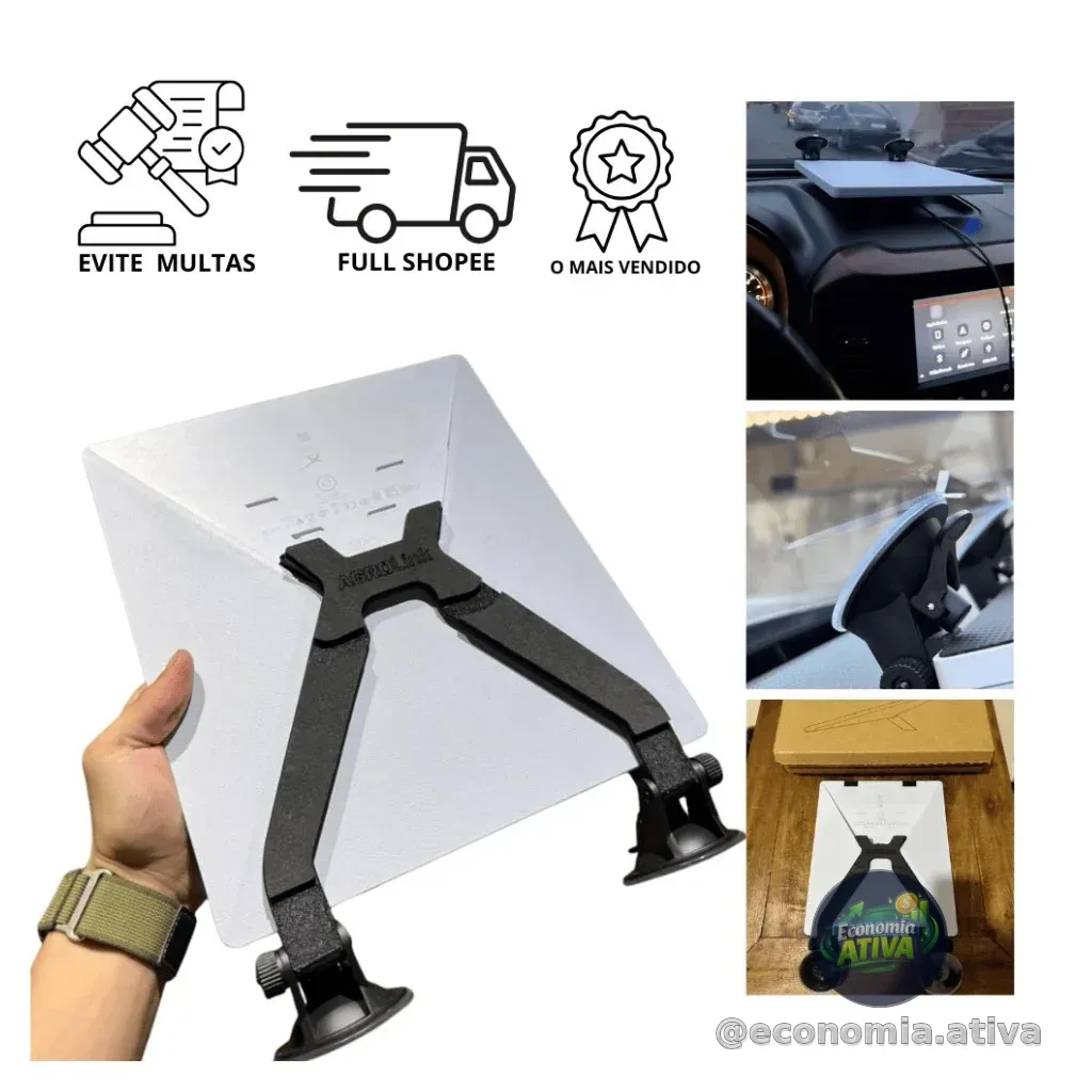 Suporte Para Painel Com Duas Ventosas Para Starlink Mini Preto