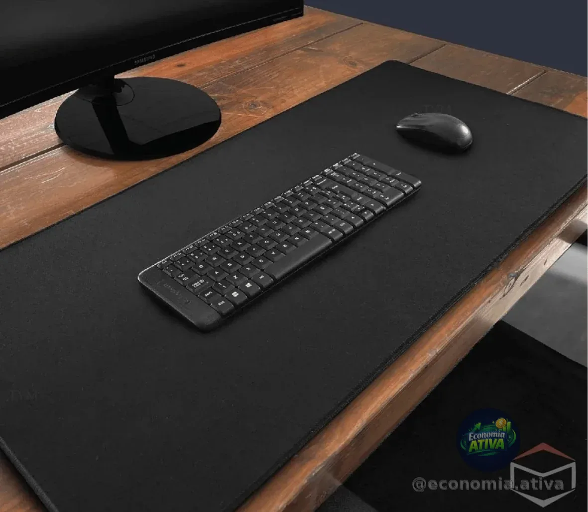 Mousepad Gamer Preto Sem Desenho Extra Grande 90 X 40 Cm
