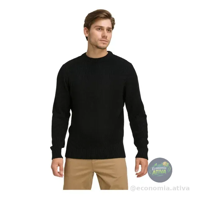 Suéter Blusa De Tricot Masculino Liso Blusa Lã Masculina