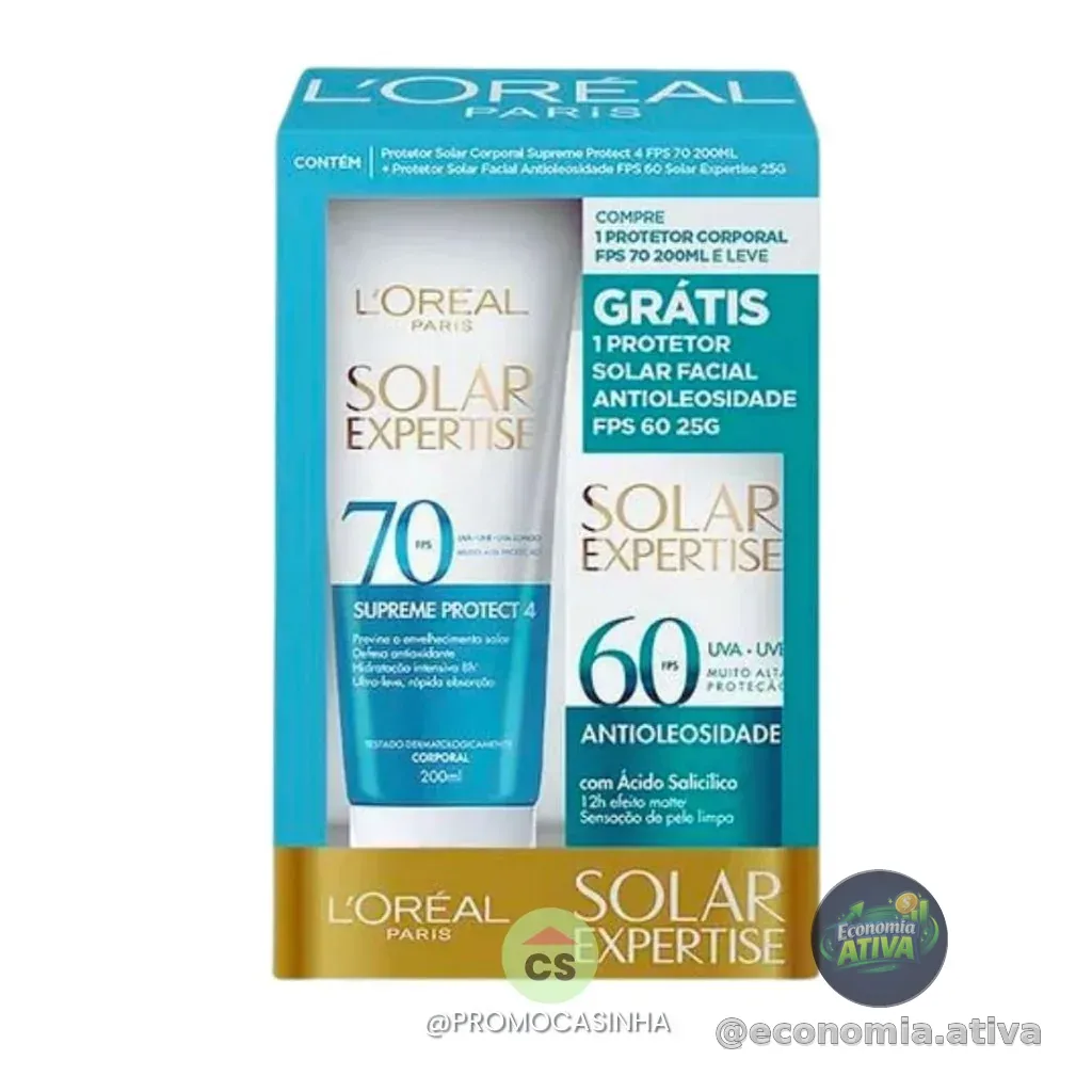 KIT SOLAR EXPERTISE CORPORAL + PROTETOR FACIAL ANTIOLEOSIDADE