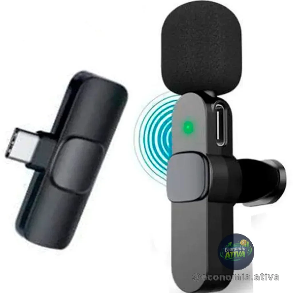 Microfone de Lapela Sem Fio Vlog Tipo C MING