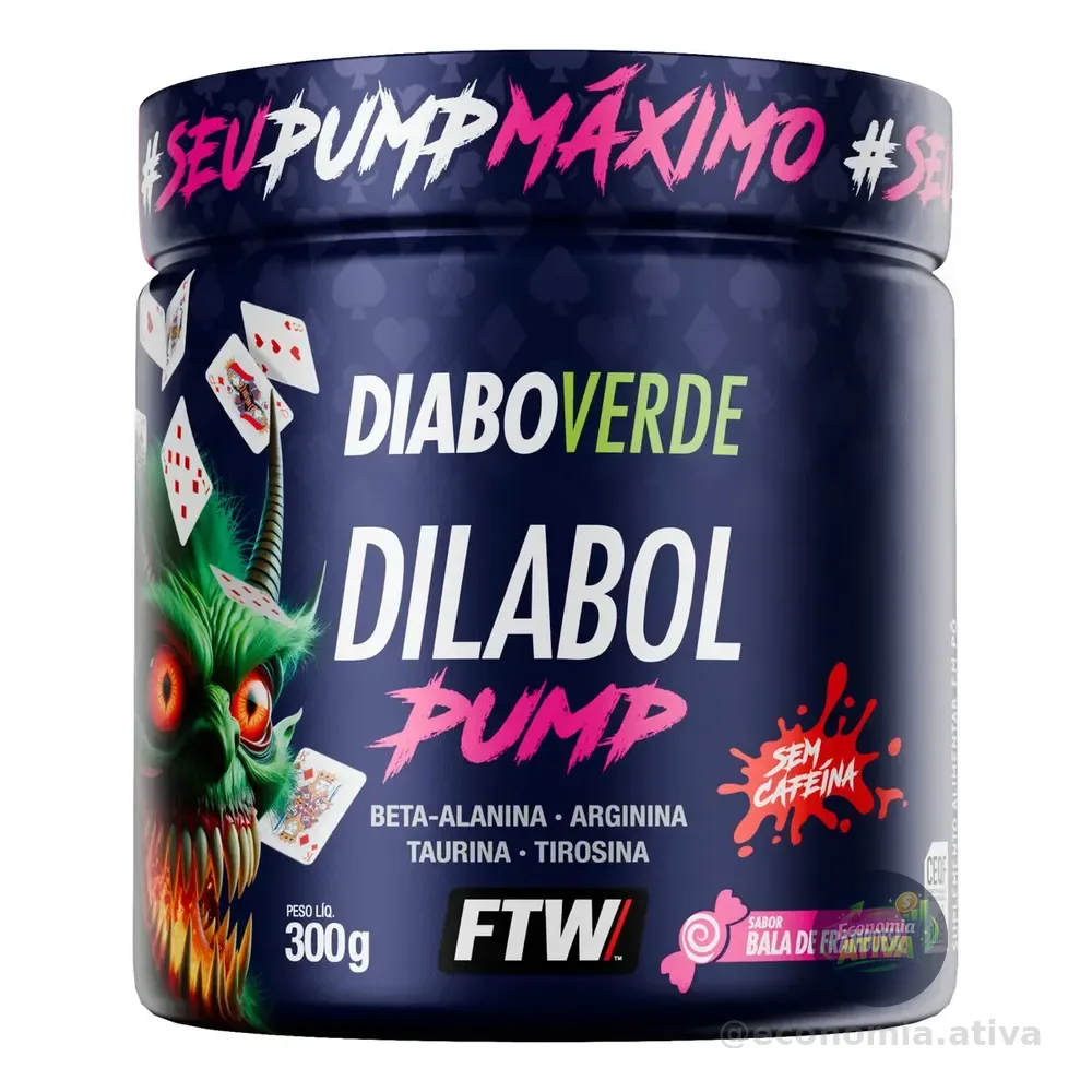 Dilabol Pump Pré Treino Pote 300g Sabor Bala De Framboesa Diabo Verde - Ftw