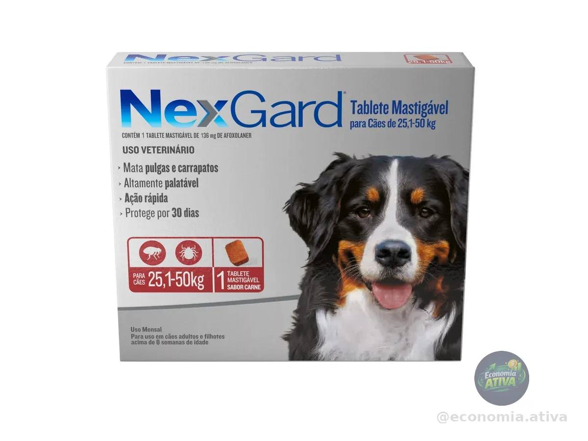 NexGard Antipulgas e Carrapatos para Cães de - 1 tablete