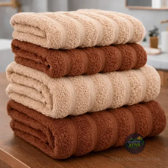 Jogo De Toalhas Banho Gigante Algodão 4 Peças Grossas Macias