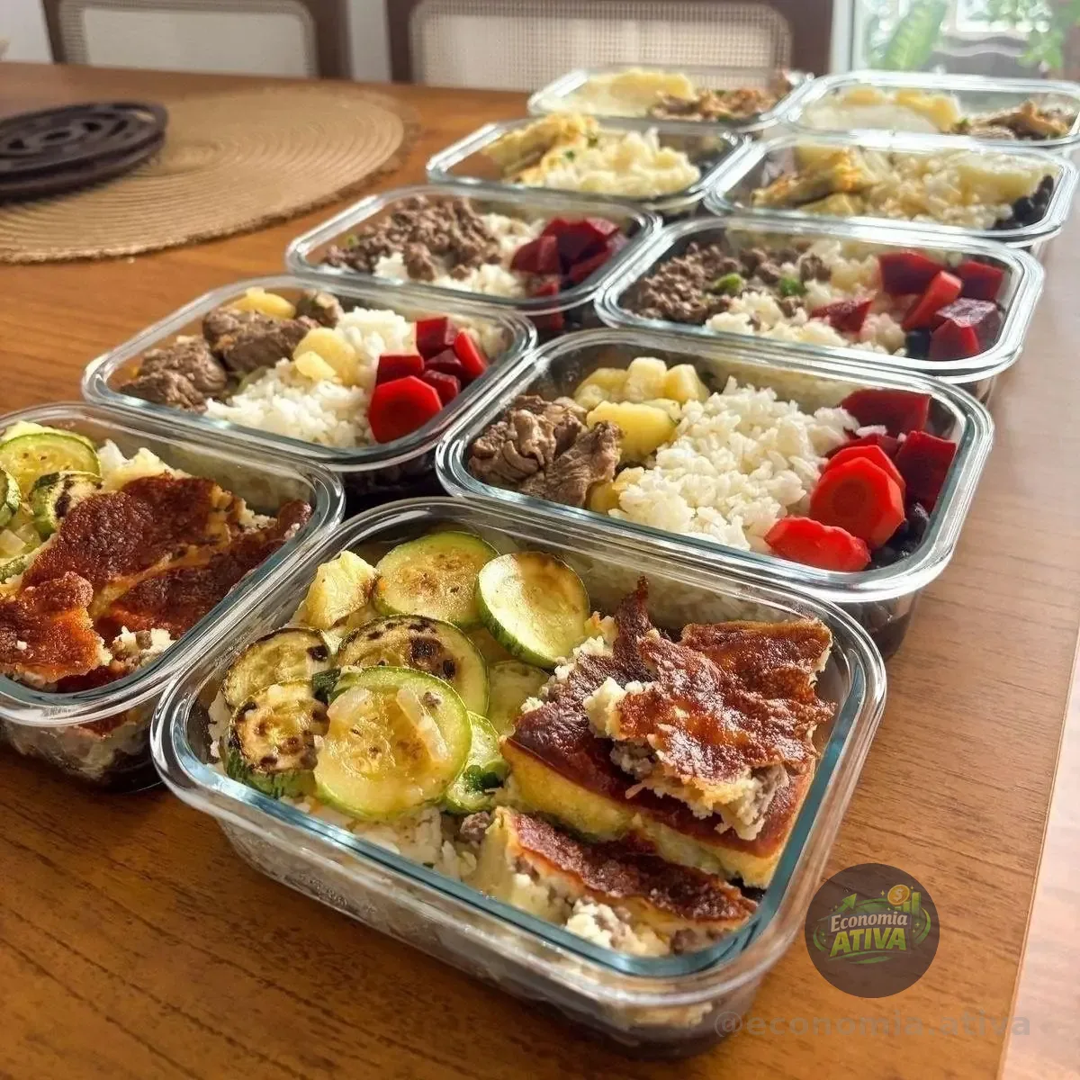 Kit 10 Pote De Vidro Marmita Hermético 640ml Freezer Fitness Rishon Azul-escuro