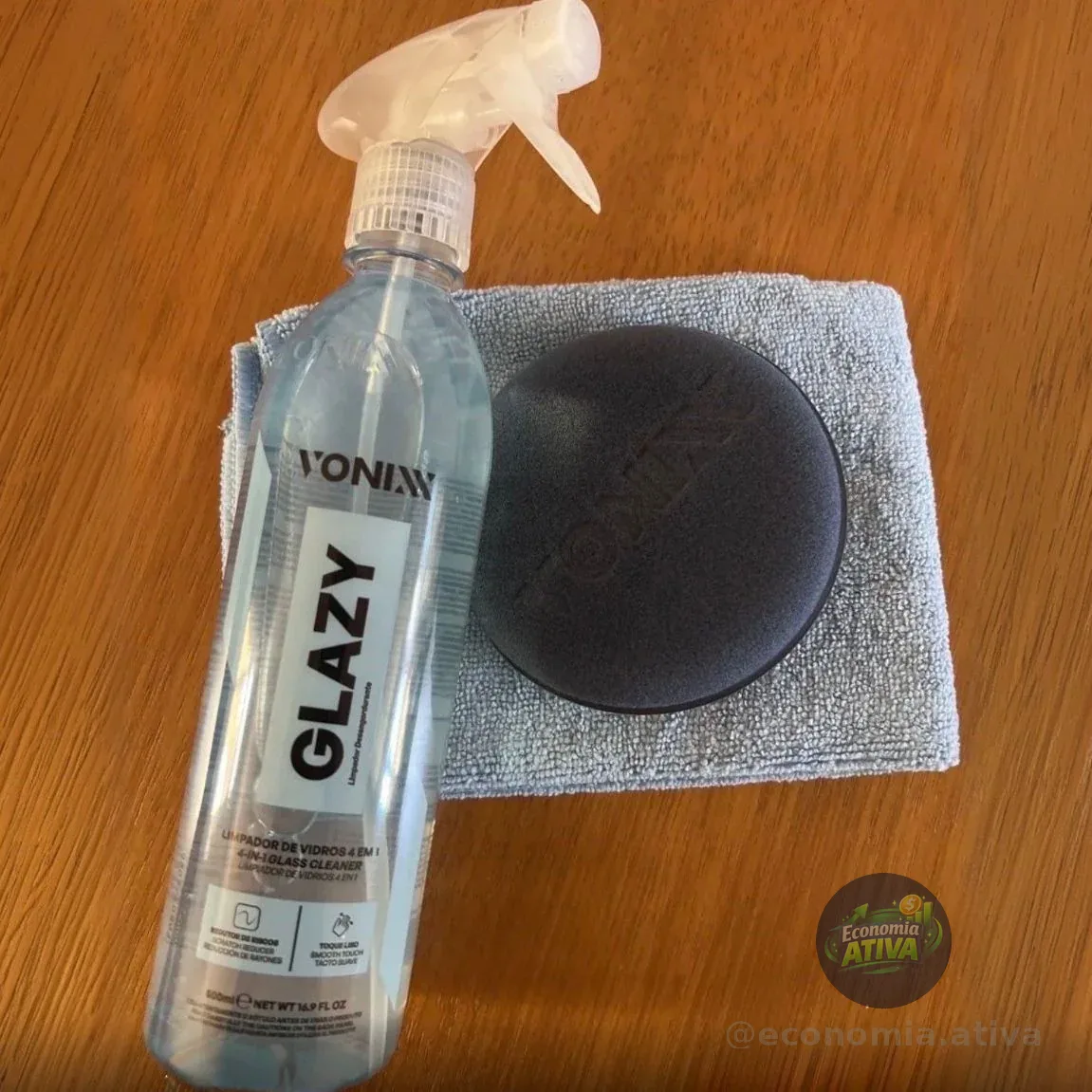 Vonixx Glazy Limpa Vidros 4 em 1 500ml Reduz Atrito com Pano Aplicador