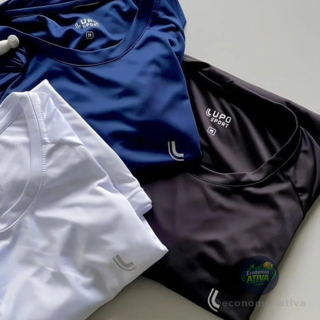 Camiseta Masculina Dry Fit Academia Básica Fitnes Lupo