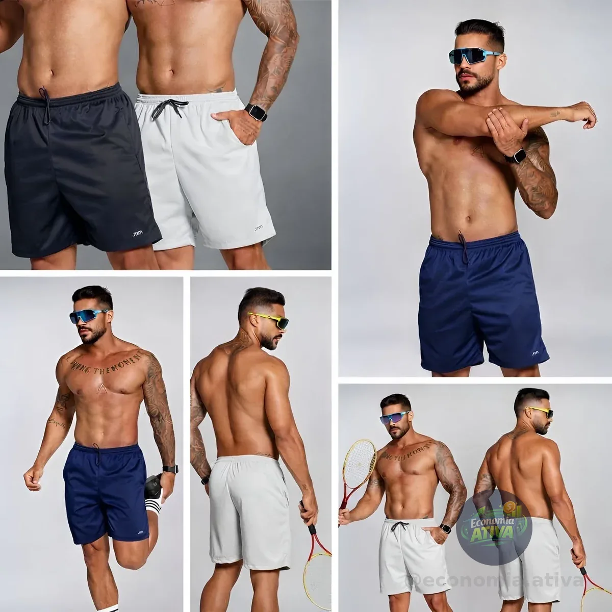 Kit 3 Short Futebol Bermuda