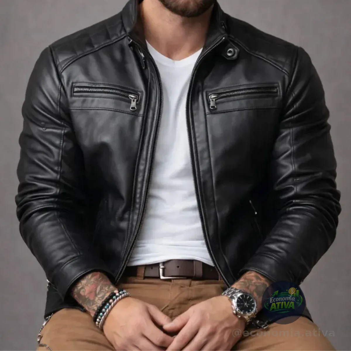 Jaqueta De Couro Slim Resistente
