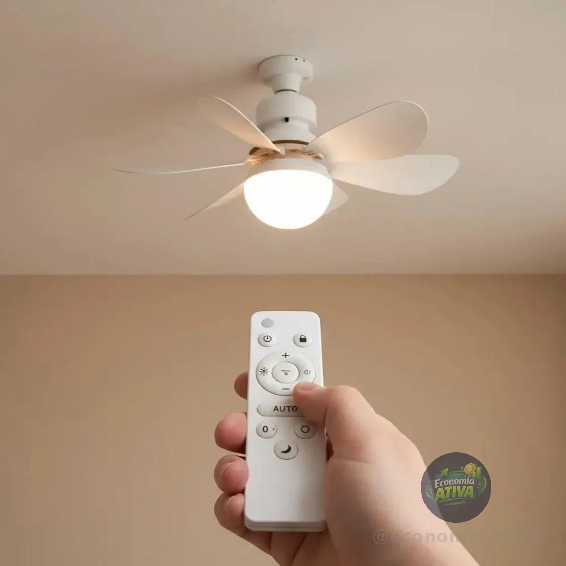 Lâmpada Led Com Ventilador De Teto Bivolt Controle 80w