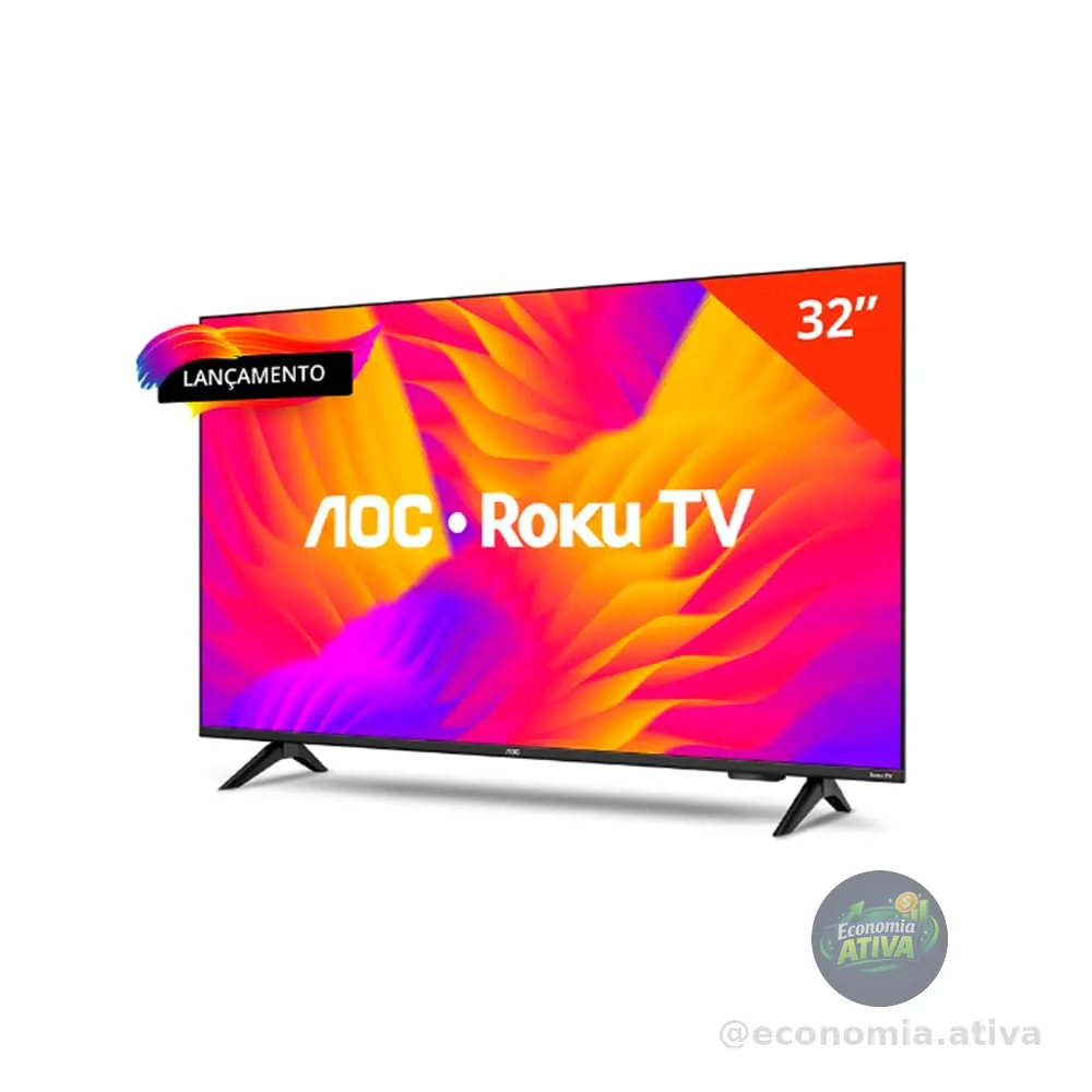 Smart TV LCD LED 32" AOC 32S5155/78G - Wi-Fi, HD, Quad Core, Dolby Áudio, 60 Hz