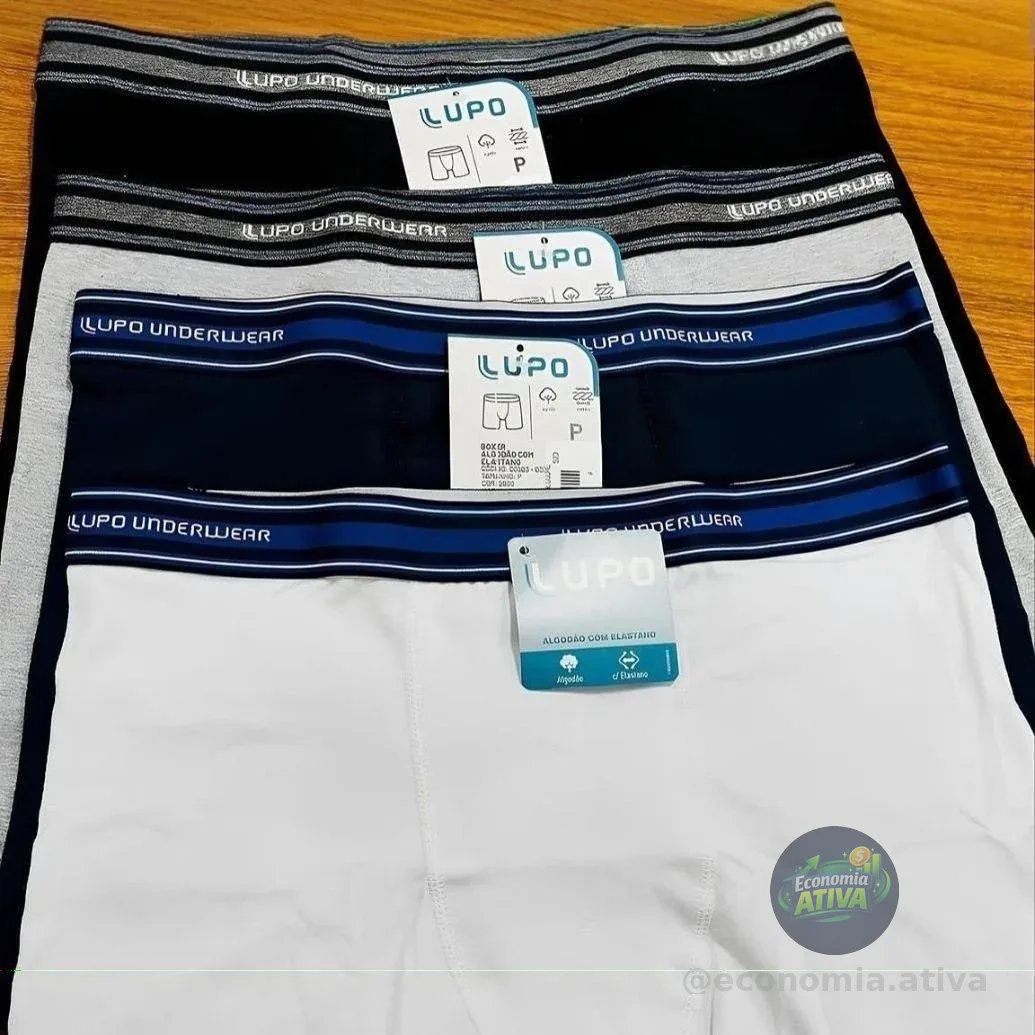 Kit 10 Cuecas Boxer Lupo Algodão Confortável Box