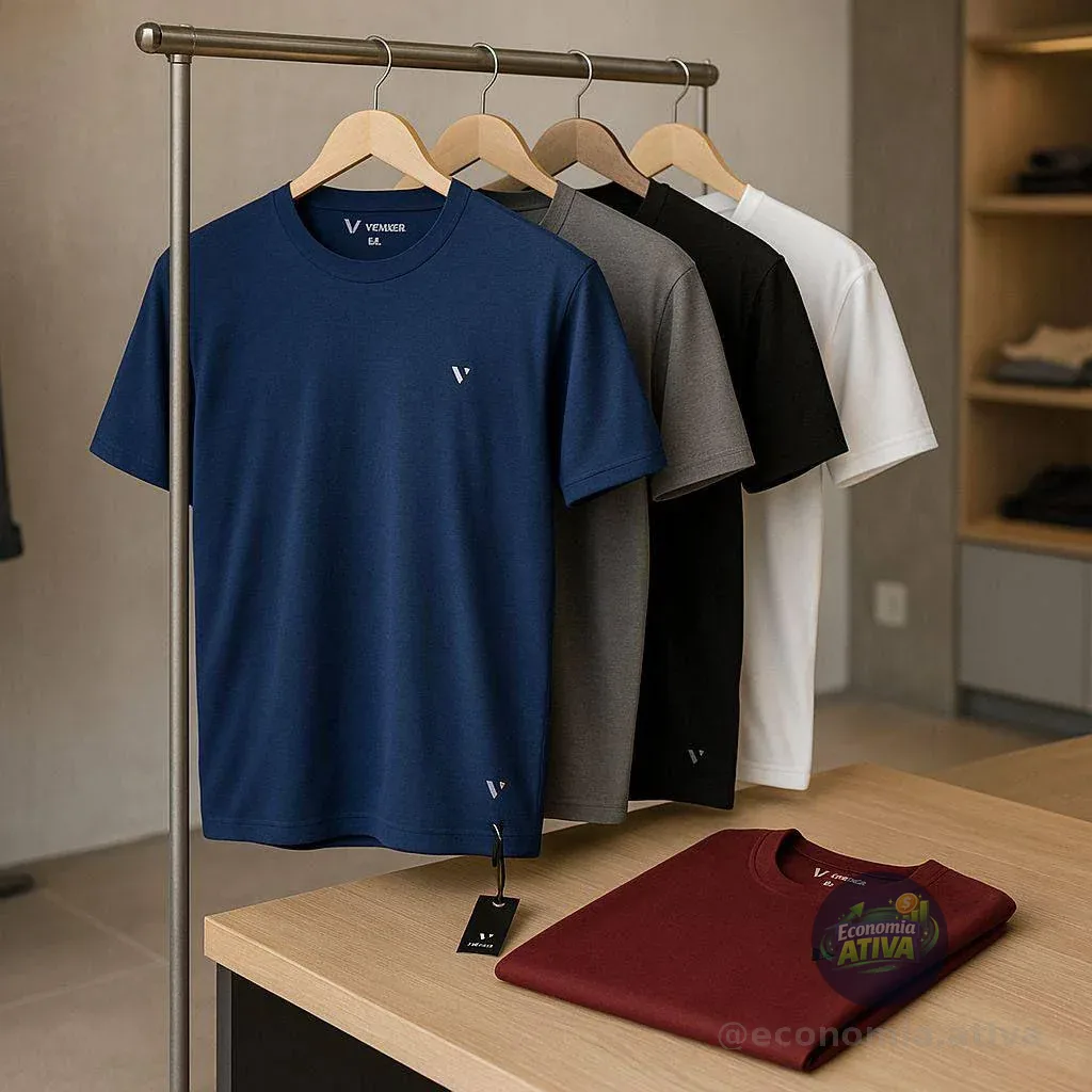 Kit 5 Camiseta Camisas Slim Voker 100% Algodão