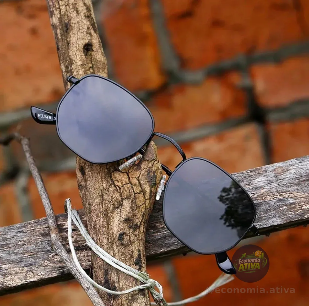 Óculos De Sol Unissex Hexagonal Uv400 (3 cores)