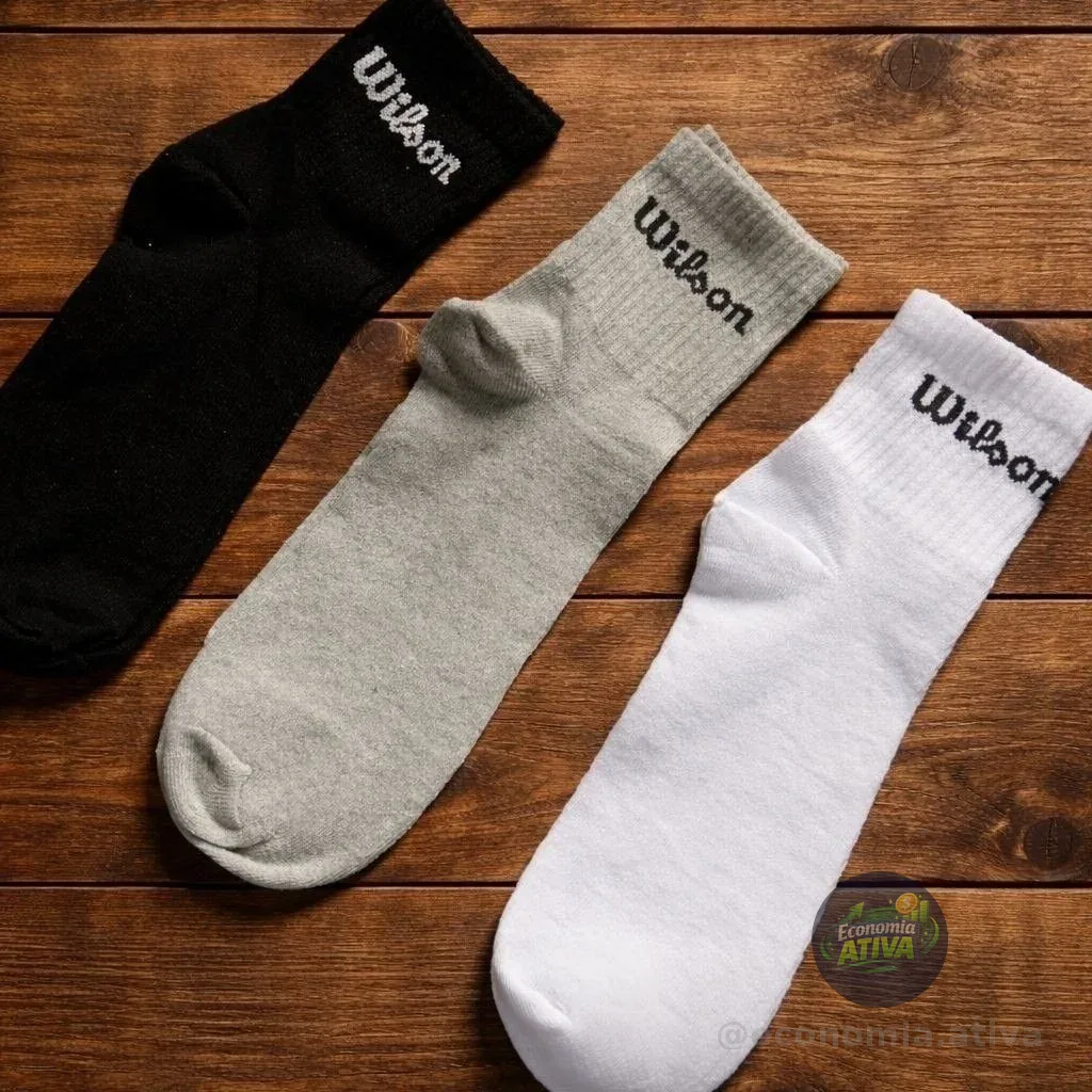 Kit 9 Pares Meias Wilson Cano Médio Masculino Adulto