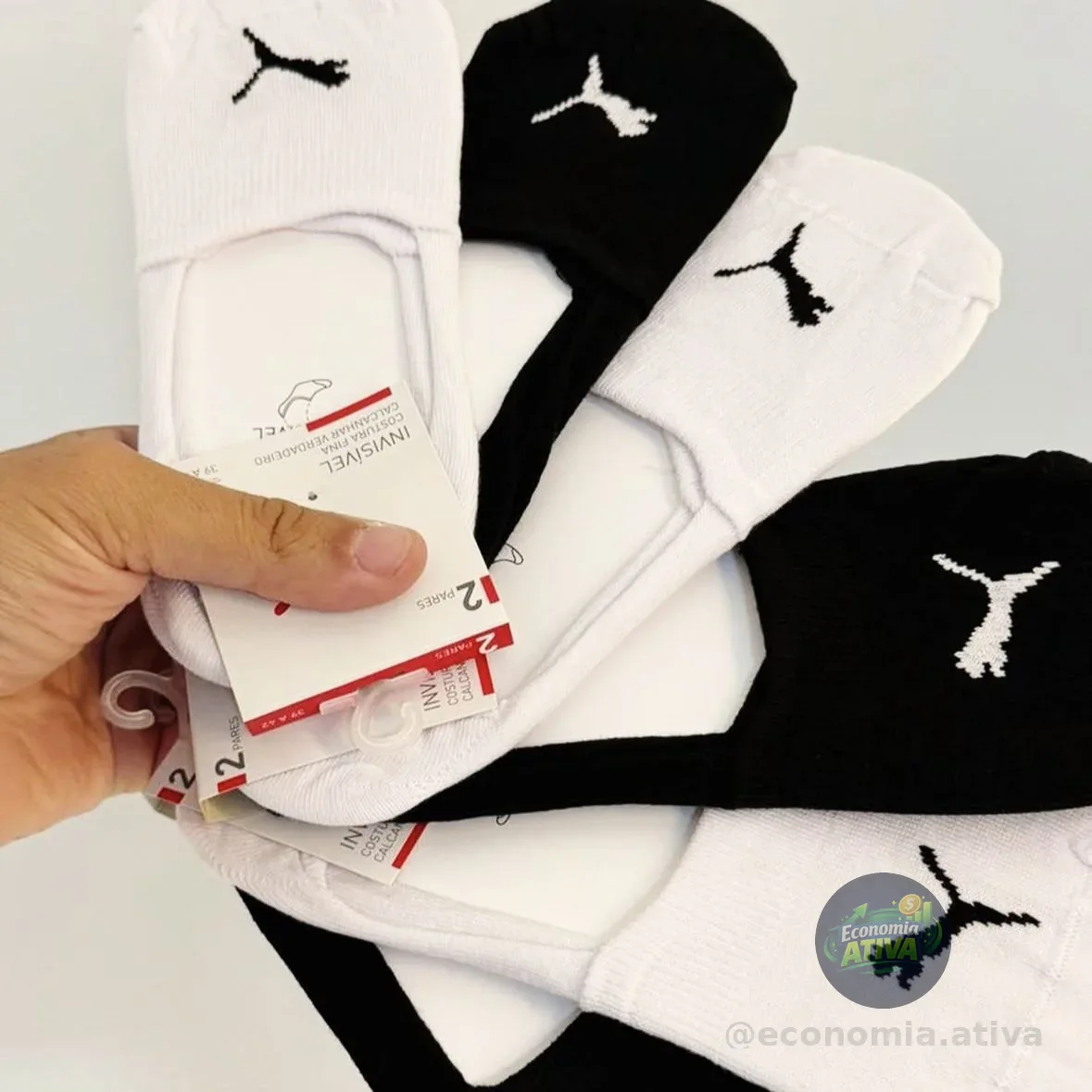 Kit 6 Pares Meias Puma Invisível Cano Baixo