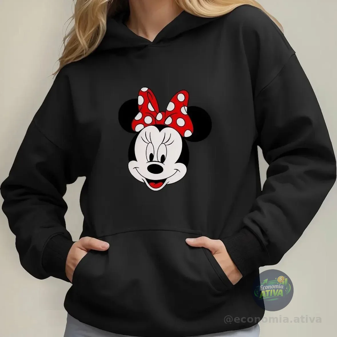Moletom Mickey Minnie Feminino Canguru Blusa De Frio