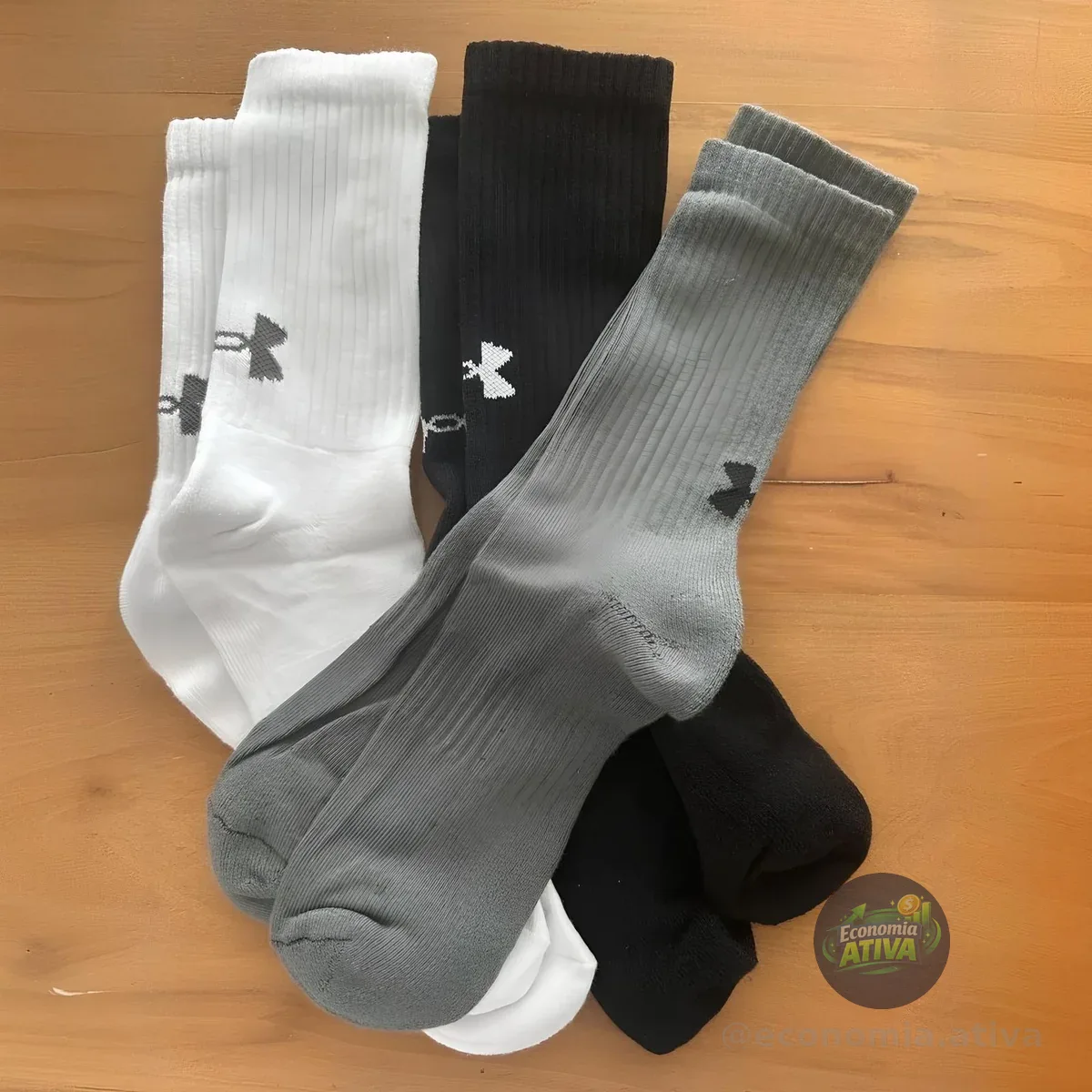 Kit 6 Pares Meias Cano Alto Core Algodão Under Armour