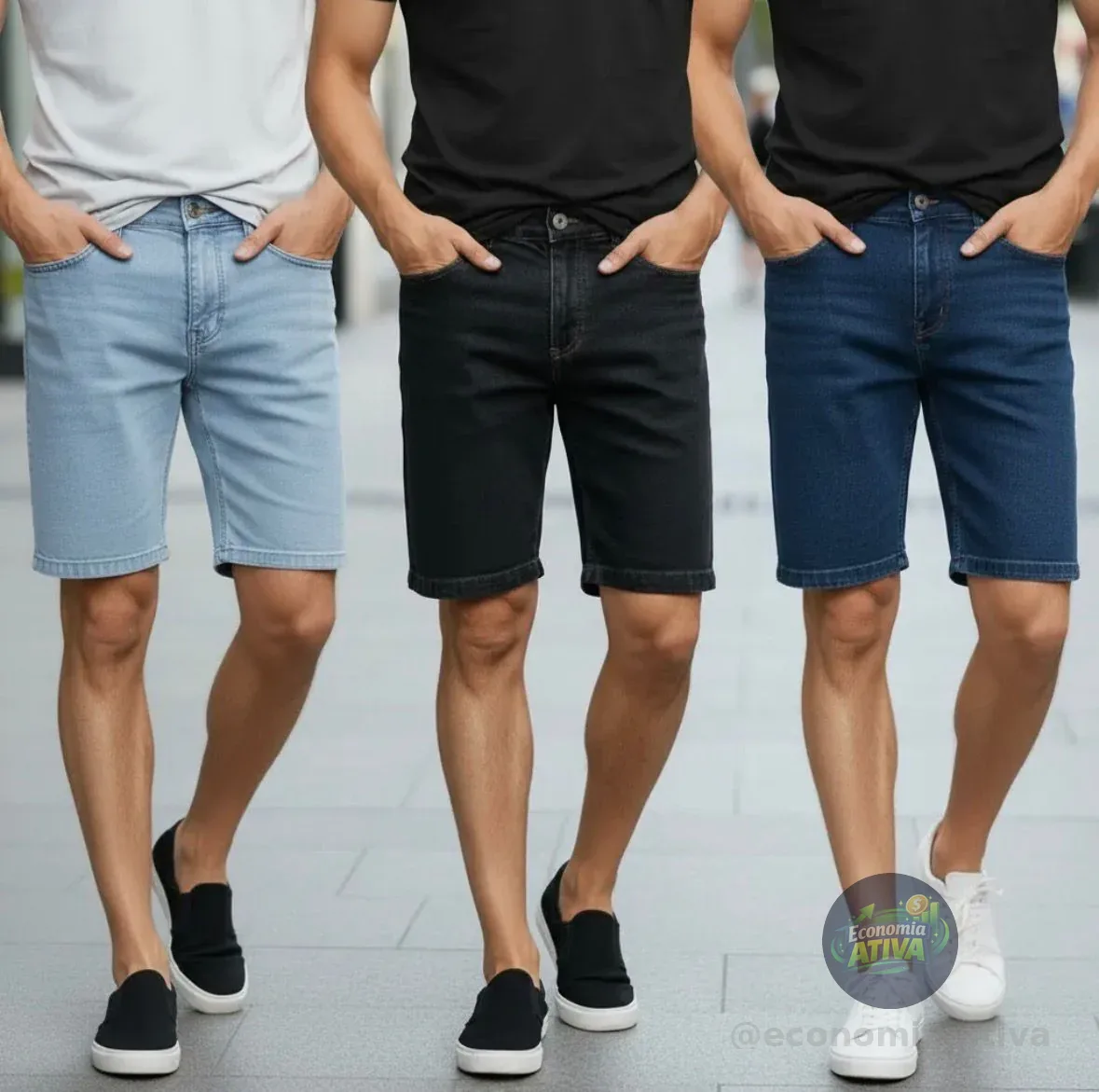 Kit 3 Bermudas Jeans Masculinas
