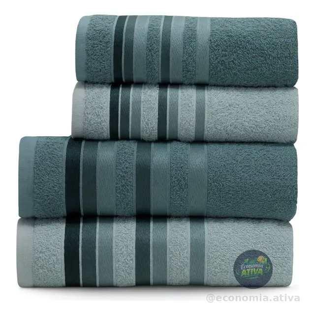 Jogo Toalhas Banho Grossas Macias Algodão 4pç Absorventes