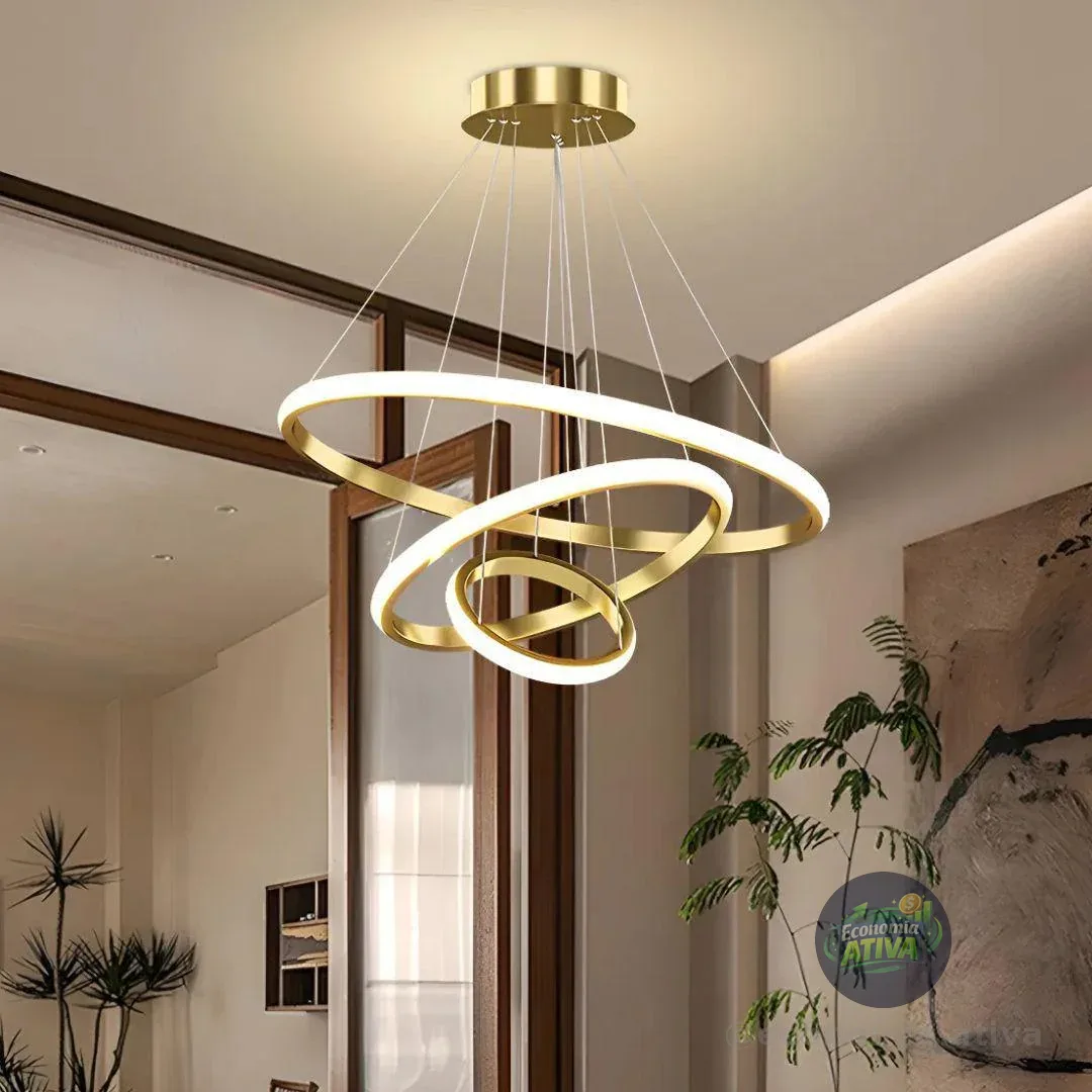 Lustre Led Sala Moderno 60w 3 Arcos
