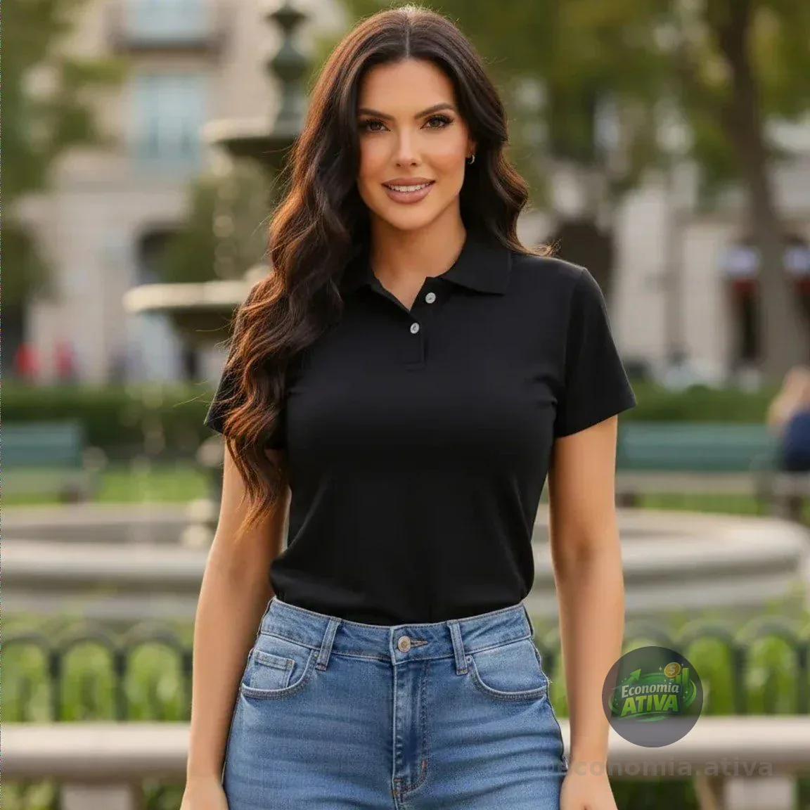 Camisa Gola Polo Feminina Algodão Social (5 cores)