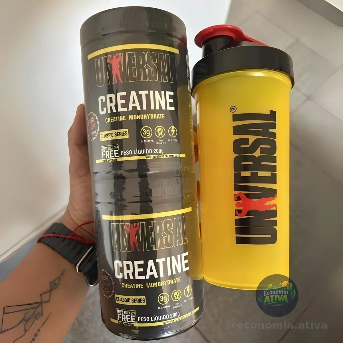 Kit Creatina Monohidratada 400g+coqueteleira 600ml-universal