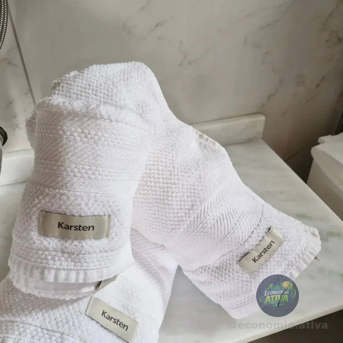 Jogo de Toalhas 4 Peças Karsten Empire Fio Cardado – Branco