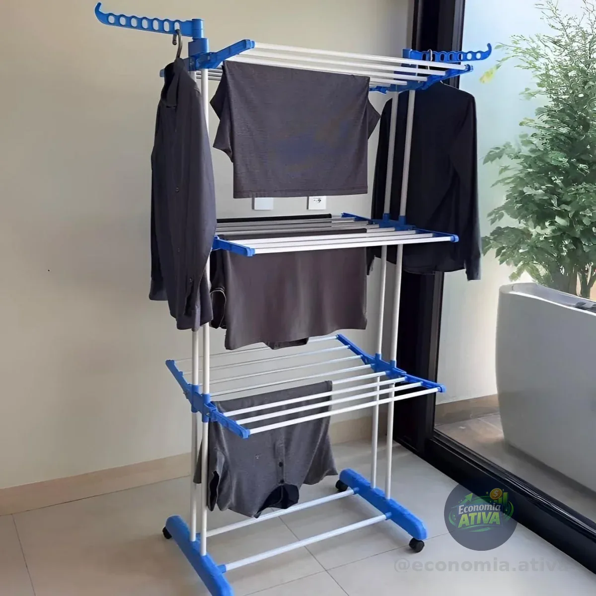 Varal De Chão Grande De Roupas 3 Andares