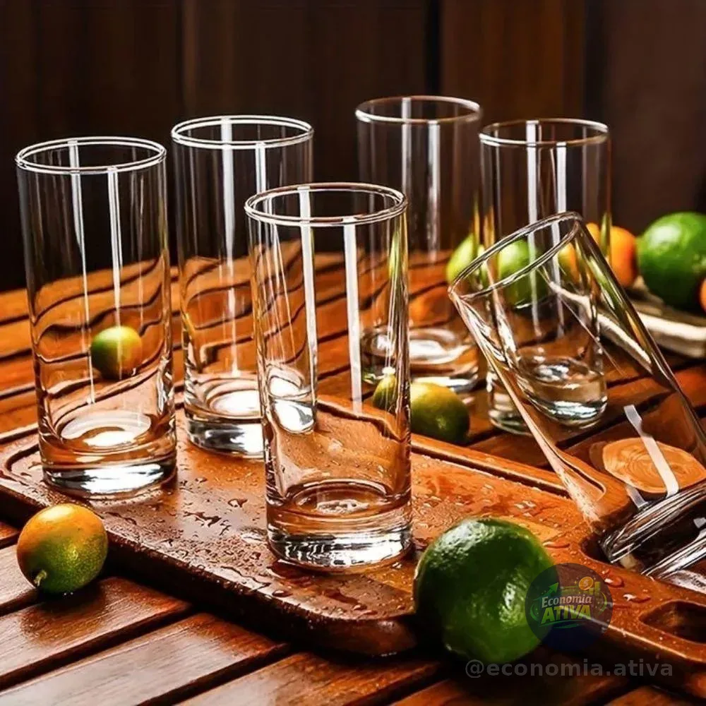 Kit 6 Copos Multiuso De Vidro Long 255ml  Trasparente