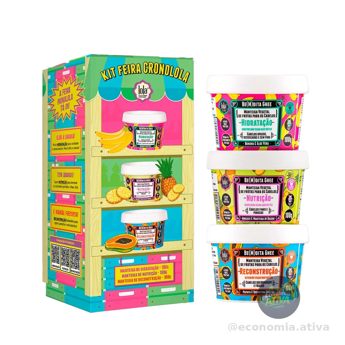 Kit Cronograma Capilar Be(m) dita Ghee 3 Produtos, Lola Cosmetics