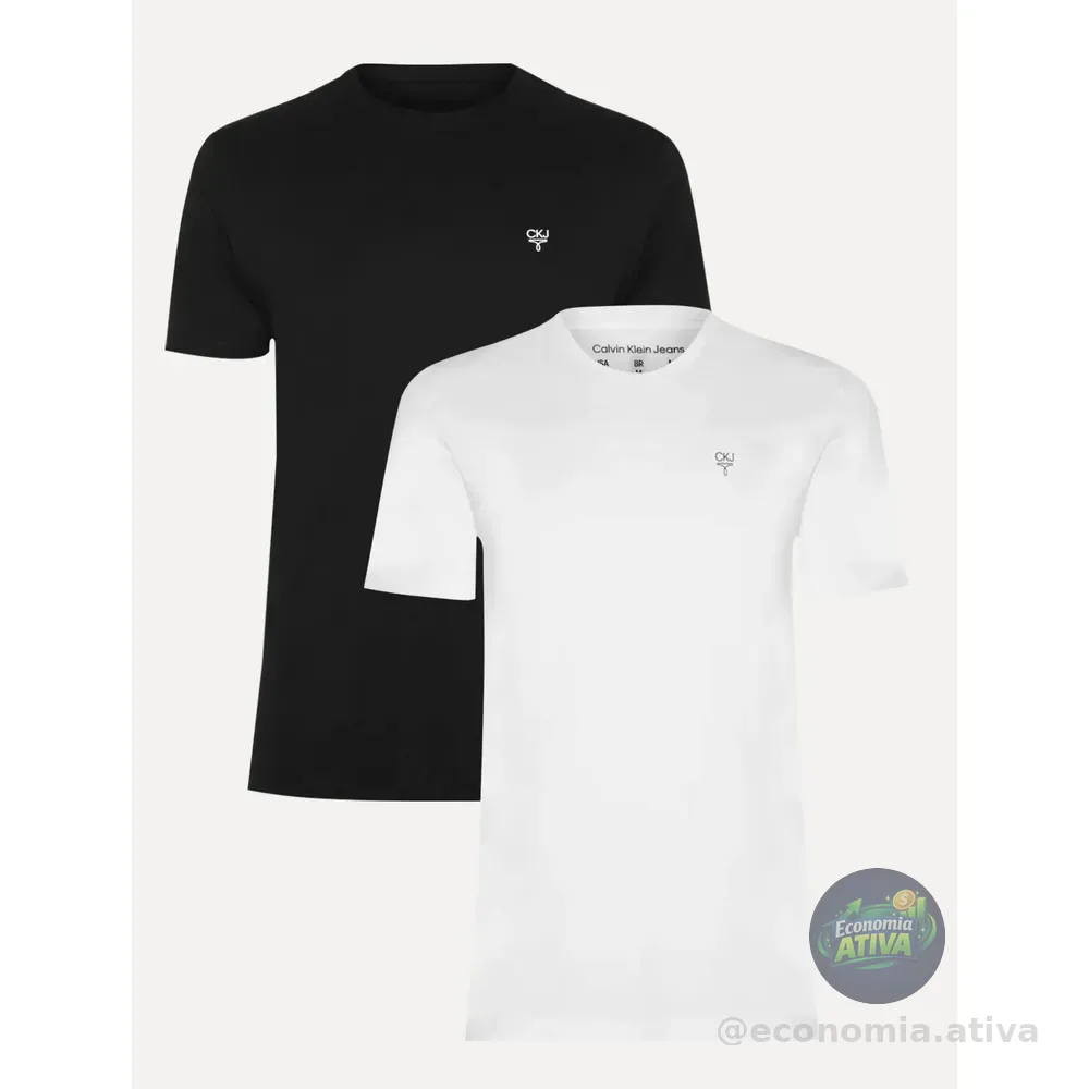 Kit Camisetas Masculinas Calvin Klein Jeans Preta/branca Gg