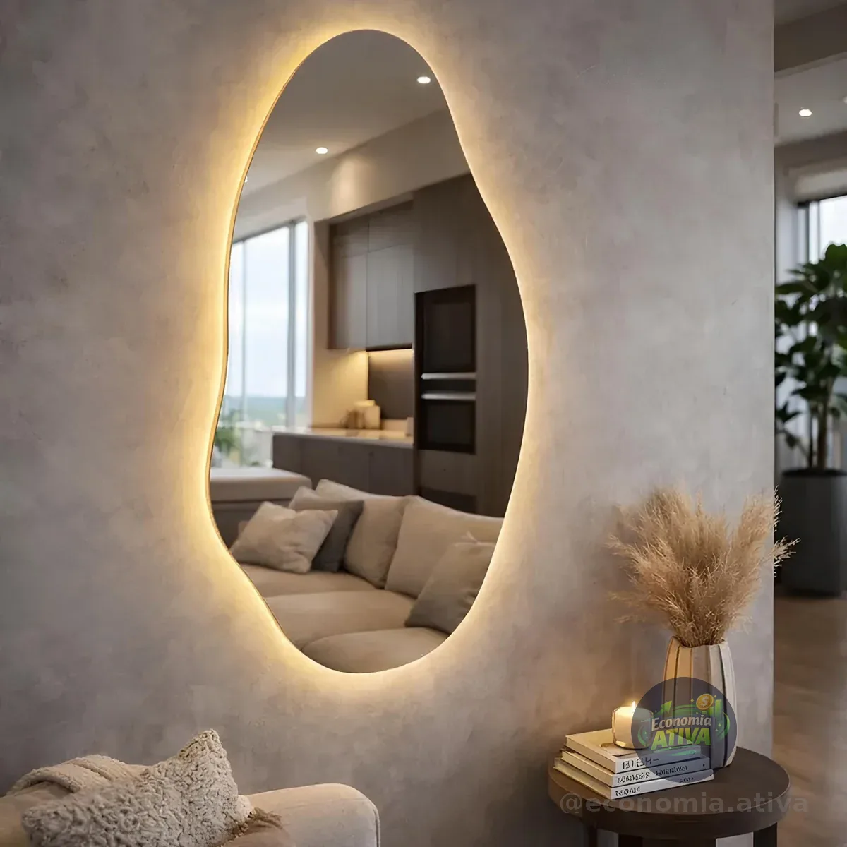 Espelho Decorativo Orgânico Com Led Corpo Inteiro Madri Demoglass