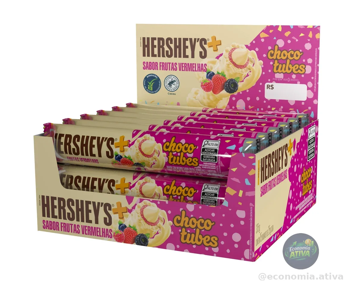 Display Hershey's Chocotubes Frutas Vermelhas 25G - 15 Unidades