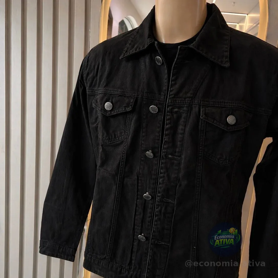 Jaqueta Jeans Masculina Sarja Preta