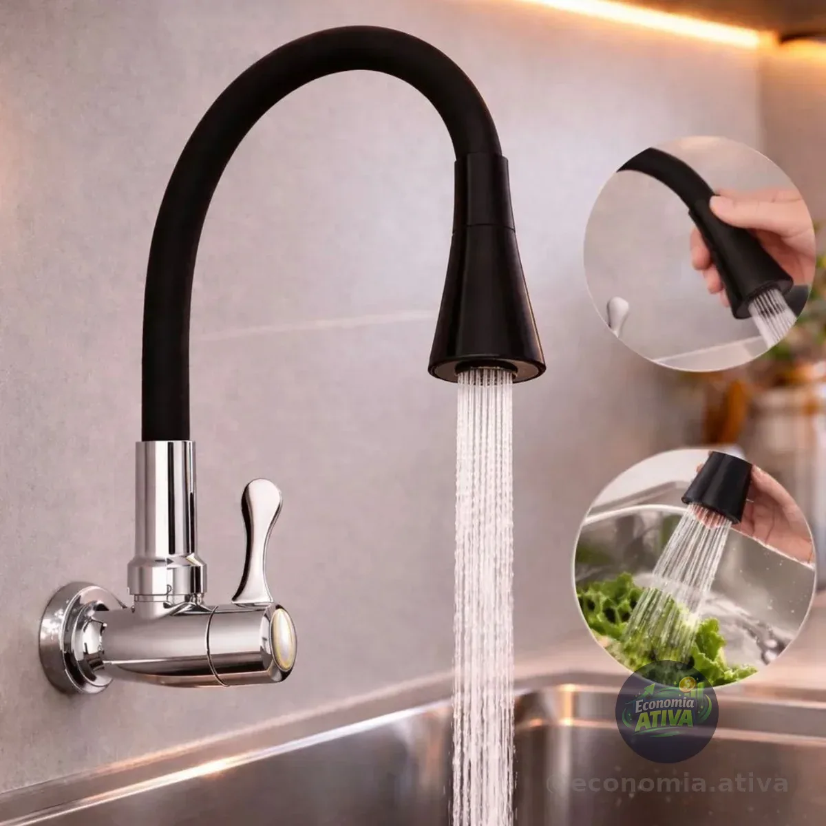 Torneira Flexível Parede Cozinha