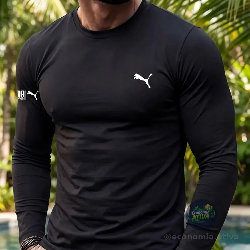 Camiseta Puma Térmica Manga Longa Proteção Uv 50+