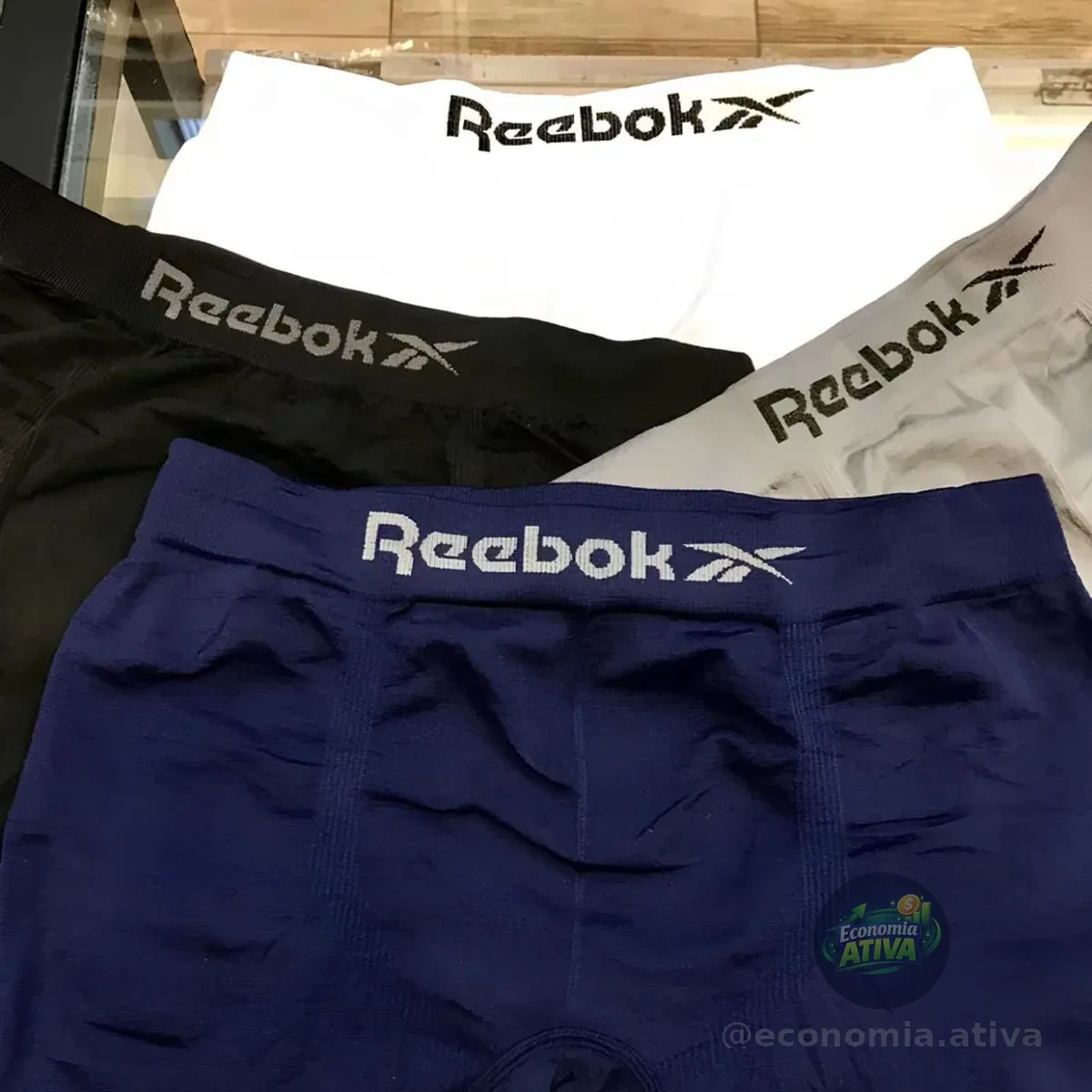 Kit 12 Cuecas Boxer Microfibra Adulto S/ Costura Reebok Azul-marinho Preto Branco Cinza M