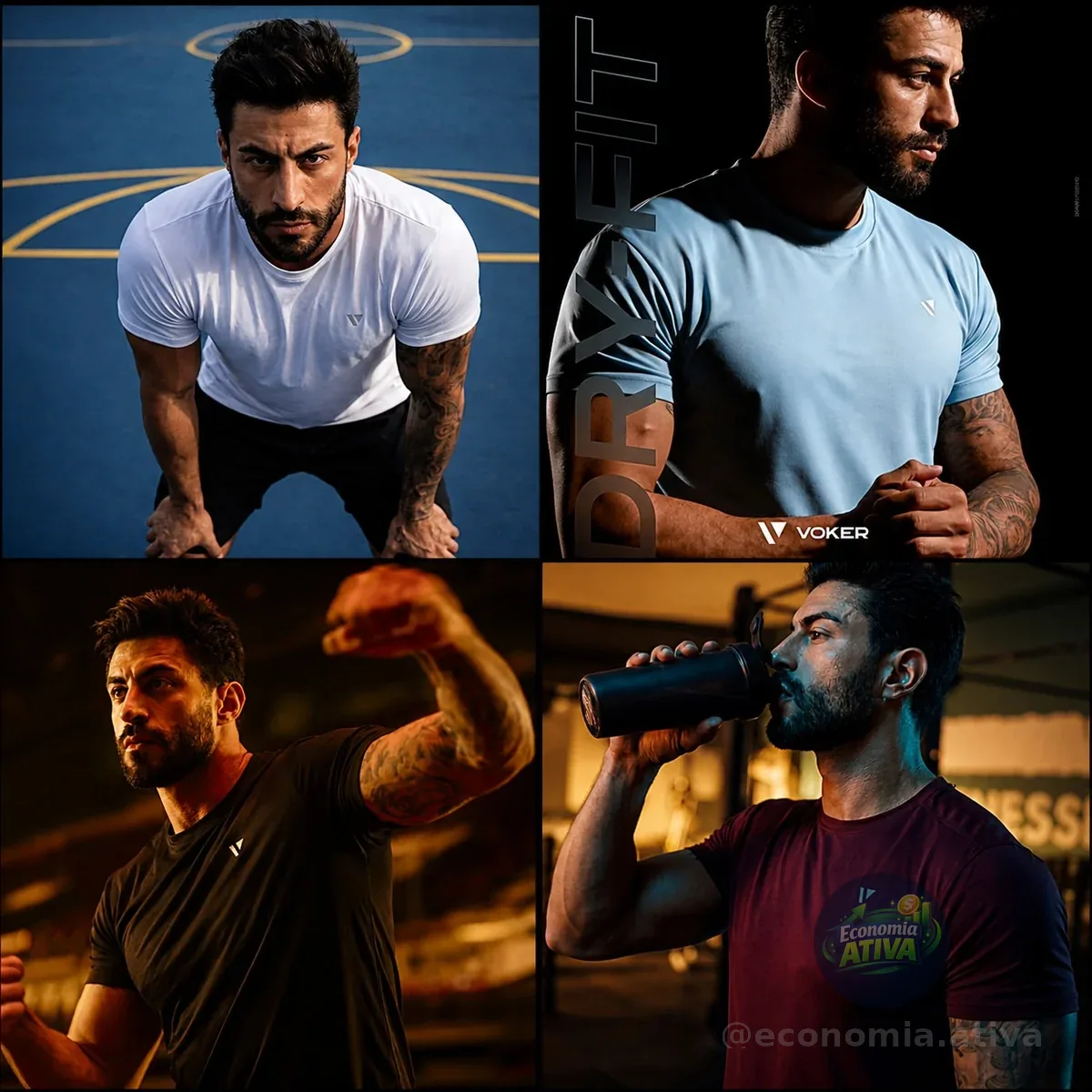 Kit 5 Camisas Camisetas Masculina Slim Voker